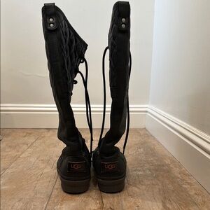 UGG Women's Black Lace Up Quilted Boots